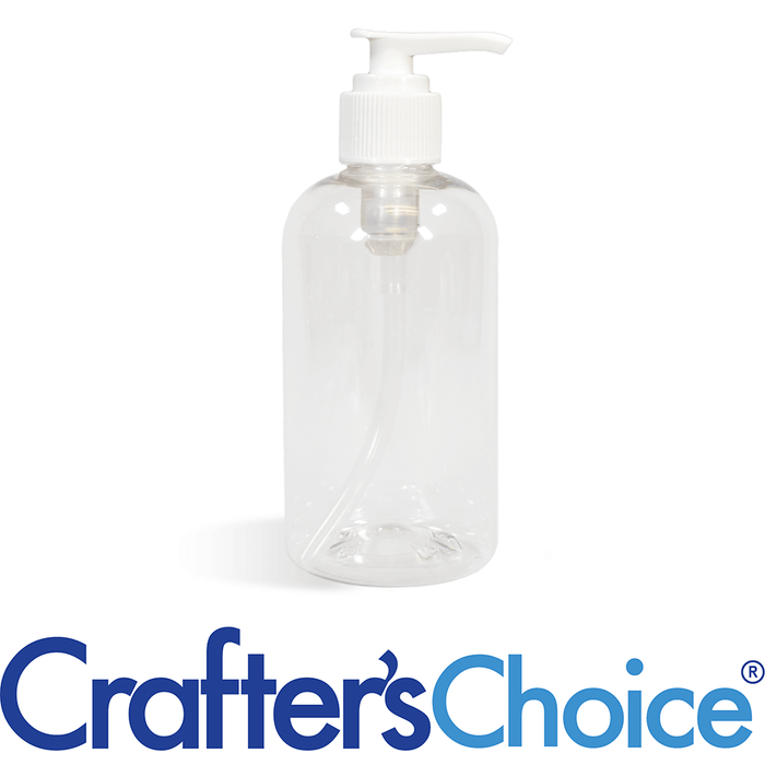 8 oz Clear Boston Round w/ White Saddle Pump Set