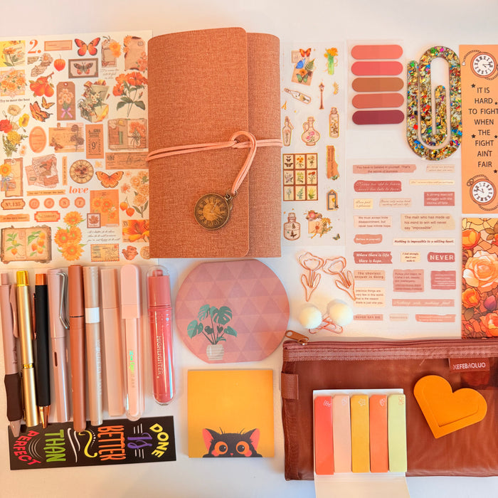 Warm Beige Aesthetic Stationery Set – Neutral Cozy Desk Essentials