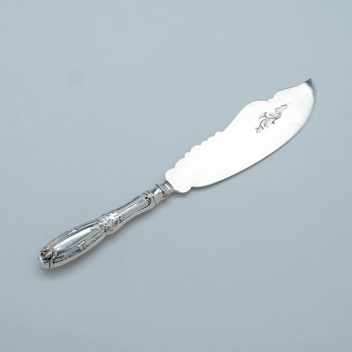 Back of Albert Coles Antique Coin Silver Fish Serving Slice, NYC, c. 1853