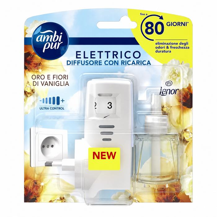 Ambi Pur diffusore elettrico e ricarica Oro e Fiori di Vaniglia