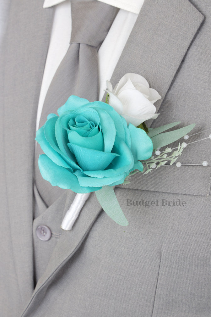 Artificial Wedding Bouquet in Turquoise and White - $39.50 | Presidio