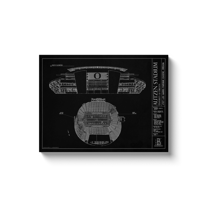 Autzen Stadium 18x24" Canvas Wrap - Black