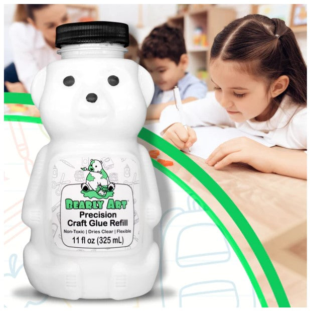 Bearly Art - Precision Craft Glue - The Refill.11 Fl Oz Bear Refill. CLEAR-DRYING, WRINKLE & CLUMP RESISTANT, NON-TOXIC & FREEZE/THAW STABLE. Available at Embellish Away located in Bowmanville Ontario Canada.