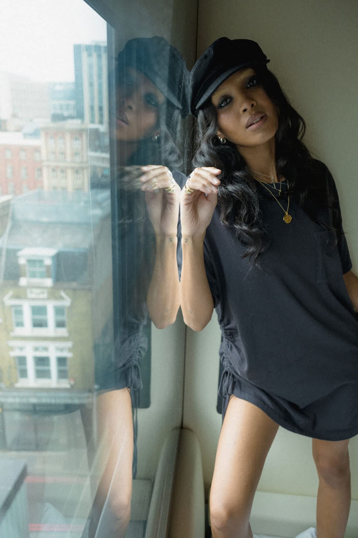 Women's Carefree Organic Garment Dye T-Shirt Dress in the color Black - Women's Lifestyle image