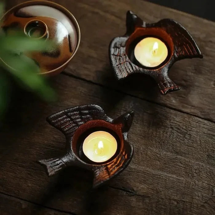 Cast Iron Bird Taper Candle Holder