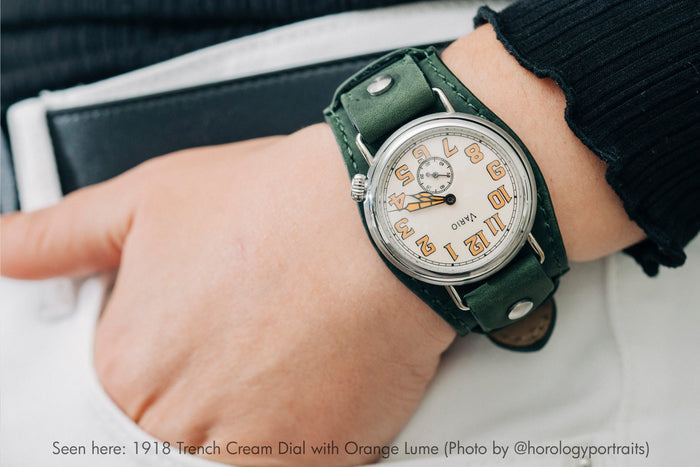 crazy horse leather single pass watch strap green