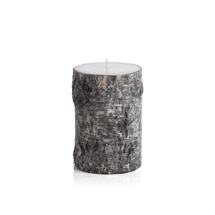Dark Birchwood Wrapped Pillar Candle