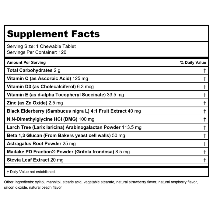 DaVinci Labs - Immuno-DMG, 90 Tablets - Supplement Facts panel