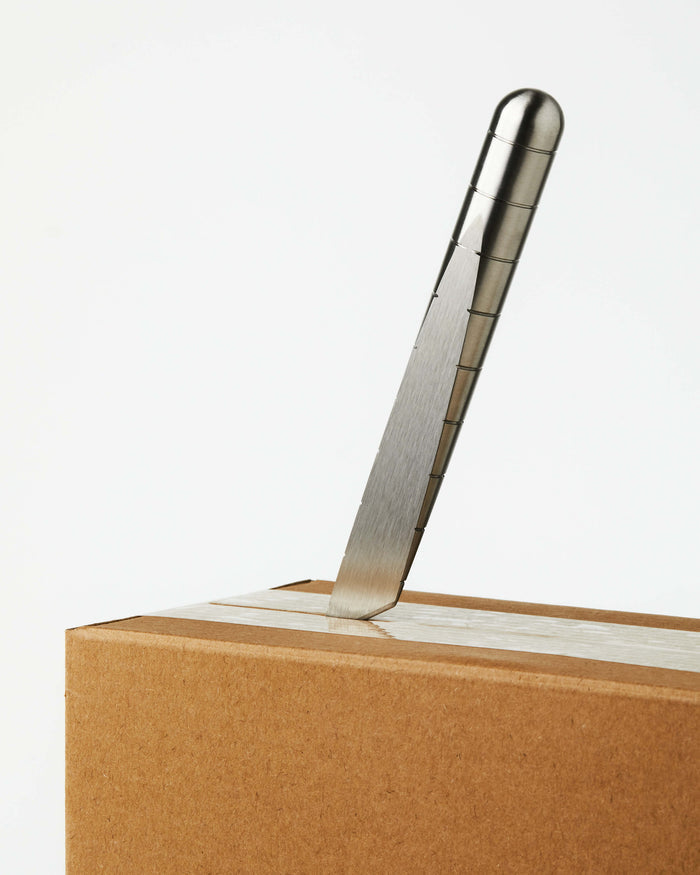 Stainless steel Craighill Desk Knife accessory with a sleek, modern design, ideal for elegant desk organization and cutting tasks.
