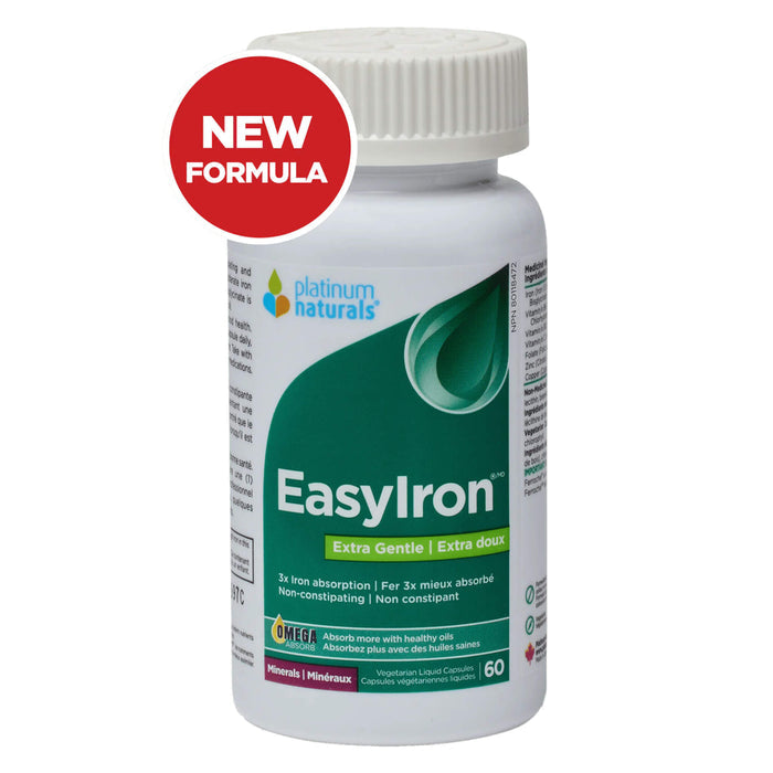 Bottle of Platinum Naturals Easy Iron Extra Gentle 60 Vegetarian Liquid Capsules