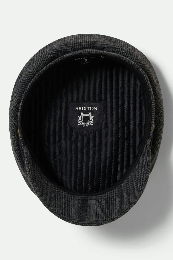 Unisex Fiddler Fisherman Cap in the color Grey Shadow Plaid - Additional Laydown image