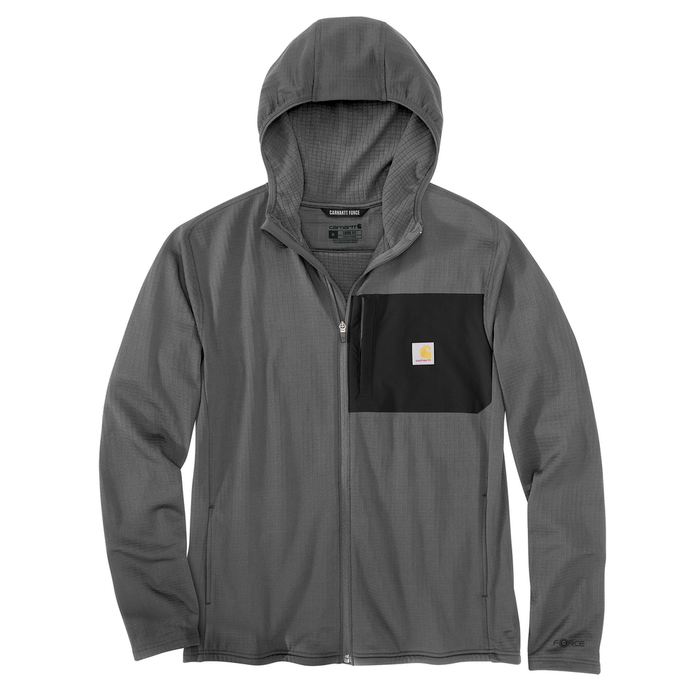 Force Relaxed Fit Full-Zip Long-Sleeve Hooded T-Shirt - STL-Steel | Carhartt 106625