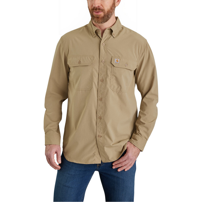 Force Relaxed Fit Lightweight Long- Sleeve Shirt - DKH-Dark Khaki | Carhartt 105291
