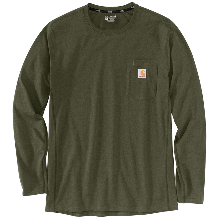 Force Relaxed Fit Midweight Long-Sleeve Pocket T-Shirt - G73-Basil Heather | Carhartt 106656