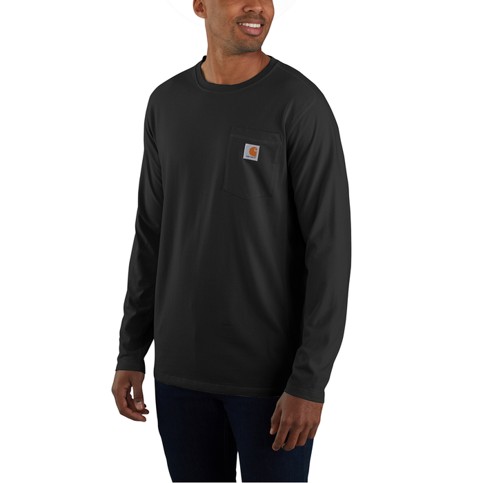 Force Relaxed Fit Midweight Long-Sleeve Pocket T-Shirt - N04-Black | Carhartt 106656