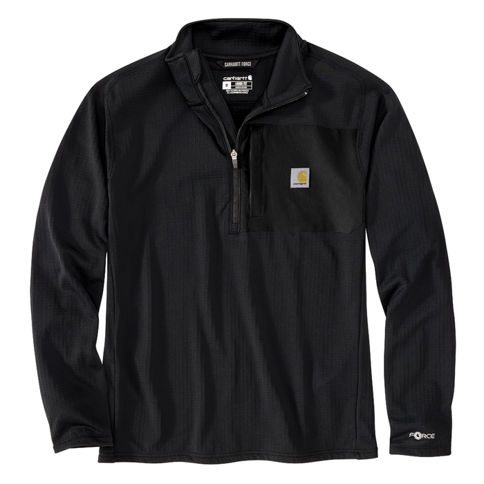 Force Relaxed Fit Mock Neck Half-Zip T-Shirt - N04-Black | Carhartt 106423