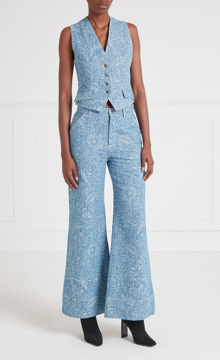Francis Denim Waistcoat - Washed Blue
