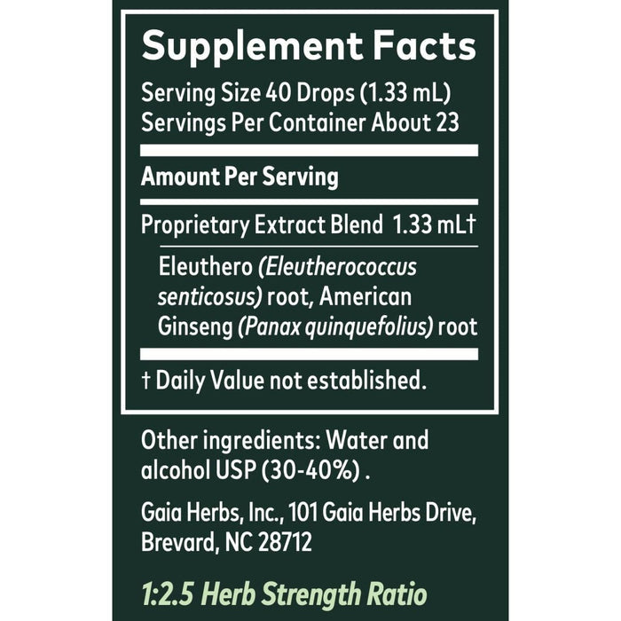 Gaia Hrebs Ginseng Supreme Supplements, 1-Ounce - Supplement Facts panel