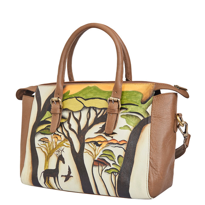 Women’s wild art satchel bag for daily use-half side view