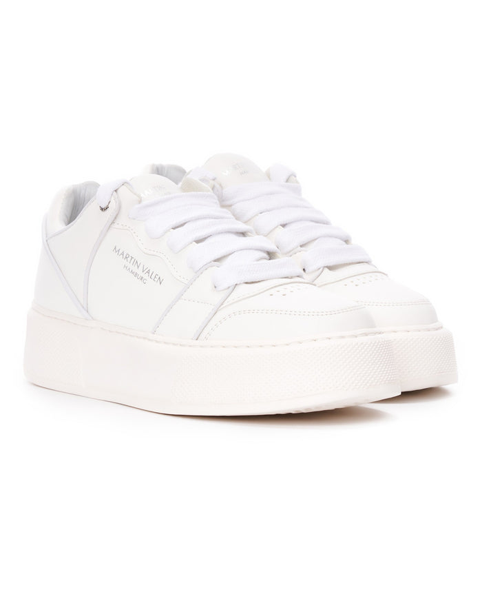 Martin Valen High Sneakers in Full White front three-quarter view
