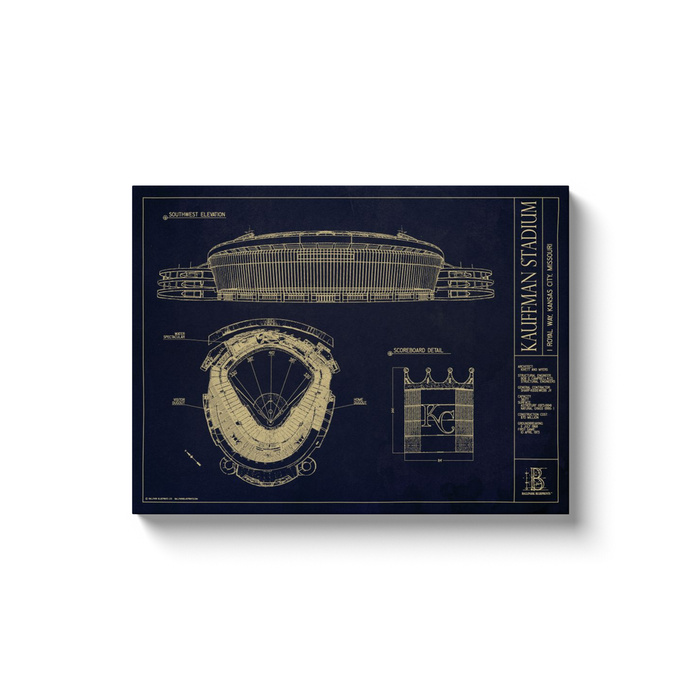 Kansas City Royals - Kauffman Stadium - Team Colors - 18x24" Canvas