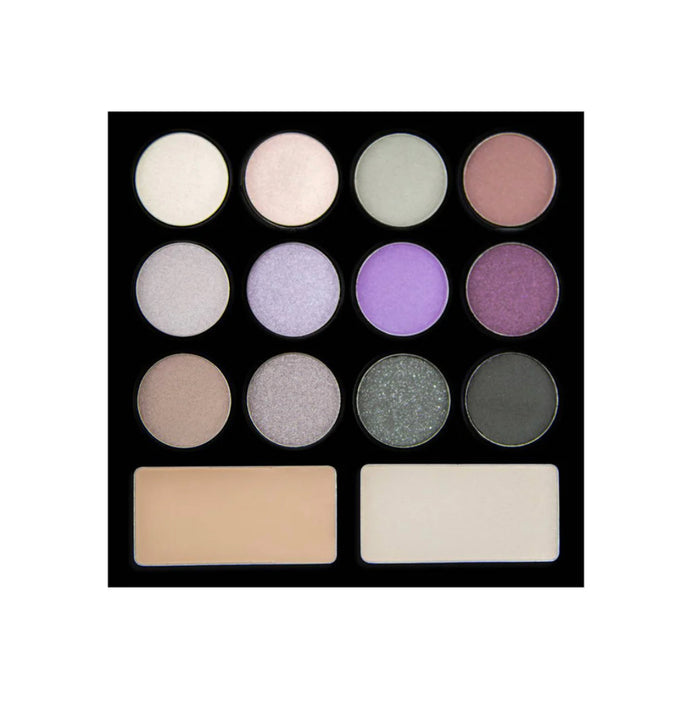 LA COLORS 12 Shade Set + Base & Highlight Eyeliner + Brush + Applicator Drama Eye Palette Intensfy Your Eyes Diva
