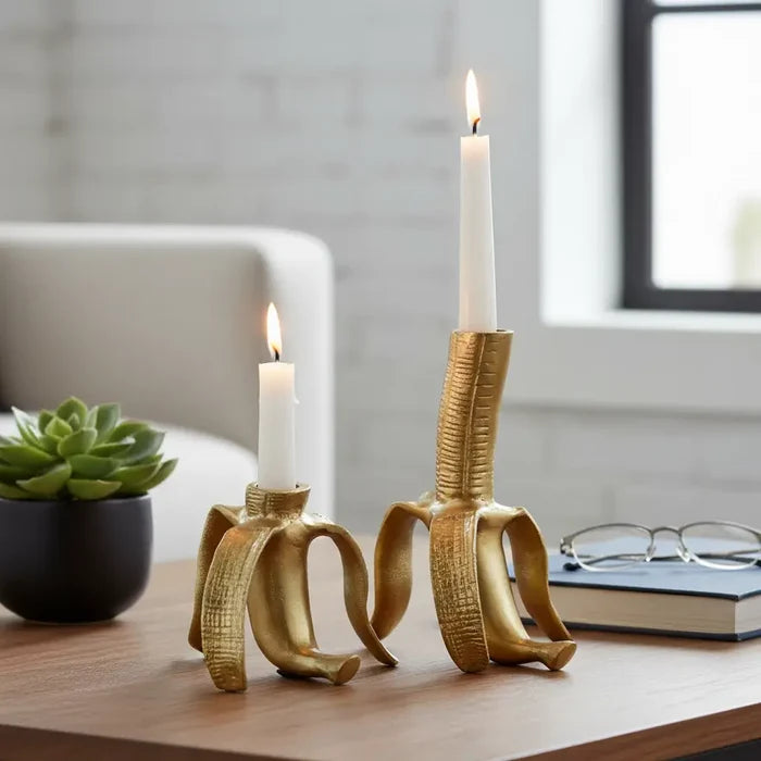 Metal Banana Taper Candle Holder