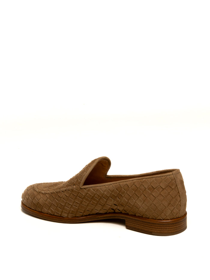 FRANCO RUSSO Mocassino camoscio intrecciato chestnut 9907 CAM-CHESTNUT