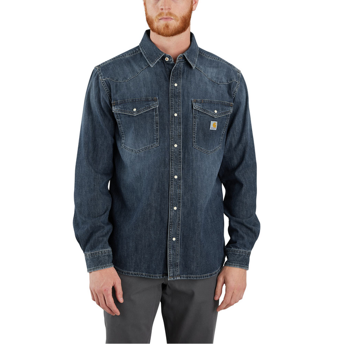 Montana Relaxed Fit Midweight Denim Long-Sleeve Snap Front Shirt - HK3-Wyatt | Carhartt 106429