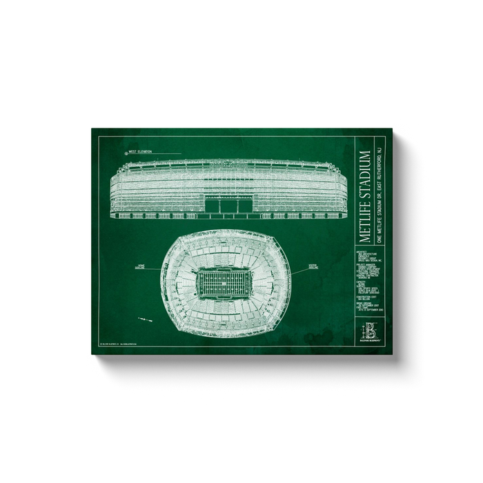 New York Jets - Metlife Stadium - Team Colors - 18x24" Canvas