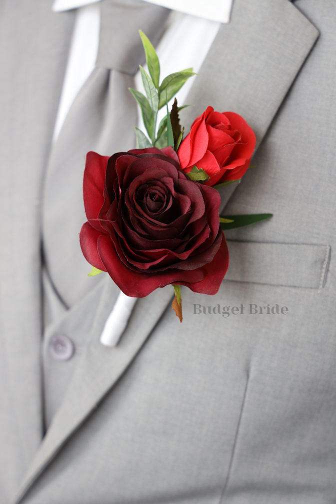 Red and Burgundy Handmade Wedding Bouquet- $39.50 | Bria
