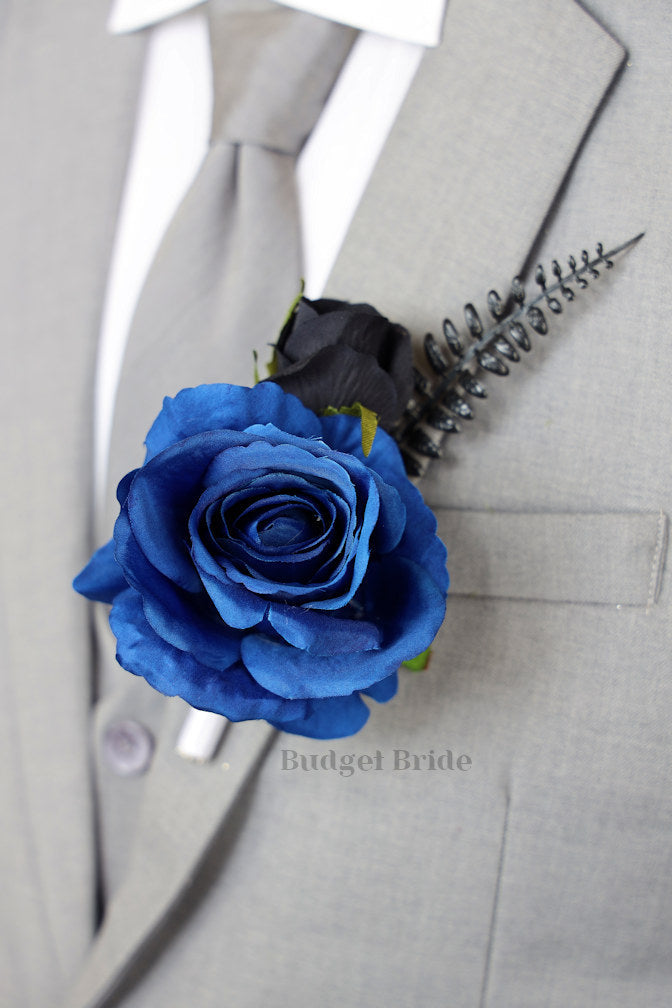 Royal Blue and Black Silk Wedding Bouquet - $39.50 | Nassau