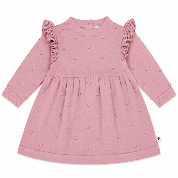 Ruffle & Bobble Sweater Knit Dress Organic Cotton