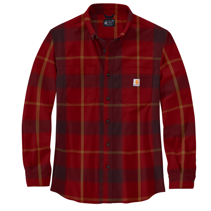 Rugged Flex Relaxed Fit Midweight Flannel Long-Sleeve Plaid Shirt - R99-Crabapple | Carhartt 106352