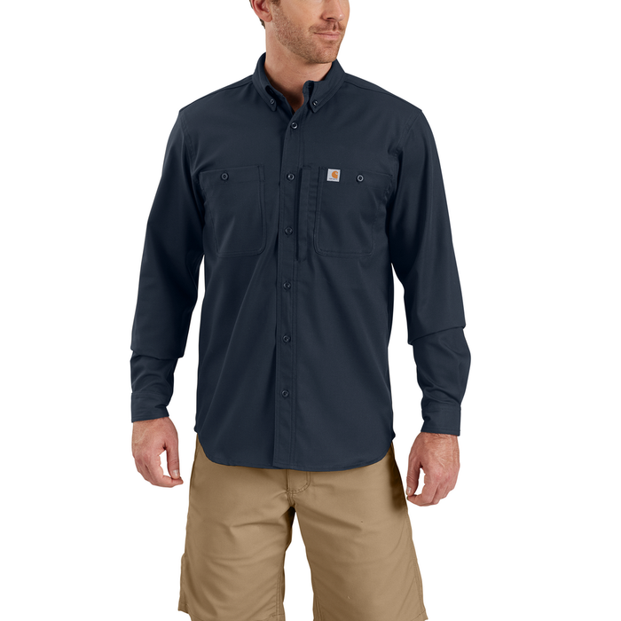 RUGGED PROFESSIONAL™ SERIES Relaxed Fit Canvas Long Sleeve Work Shirt - I26-Navy | Carhartt 106689