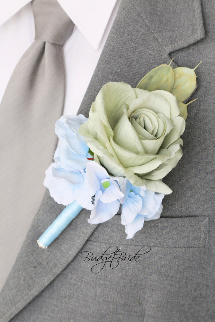 Sage Green and Dusty Blue Handmade Wedding Bouquet- $65.00| Foley