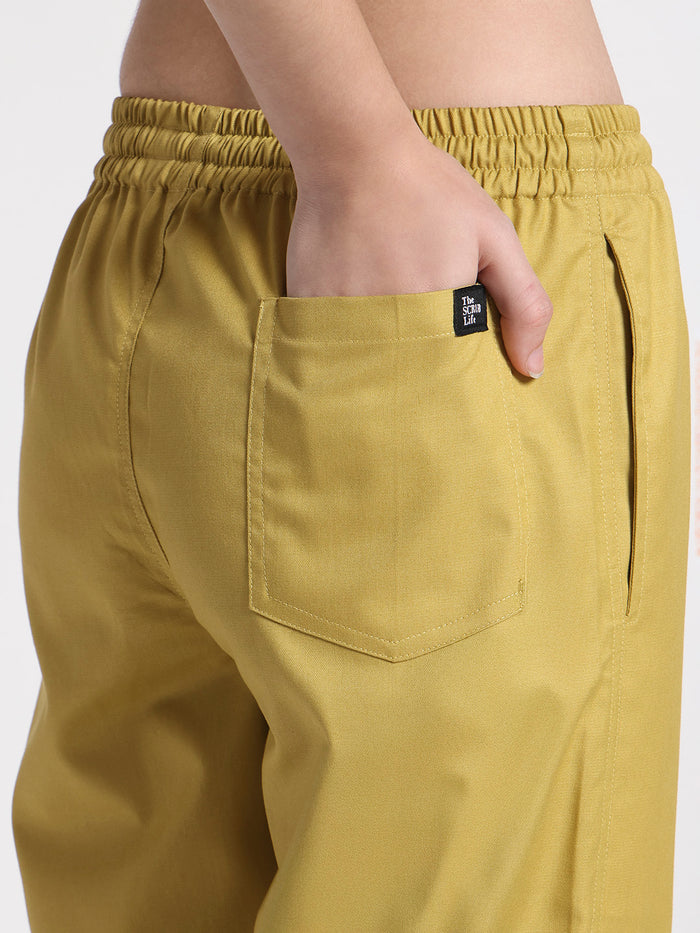 Stretchable (2Way) Women Mustard Straight Scrub Pant