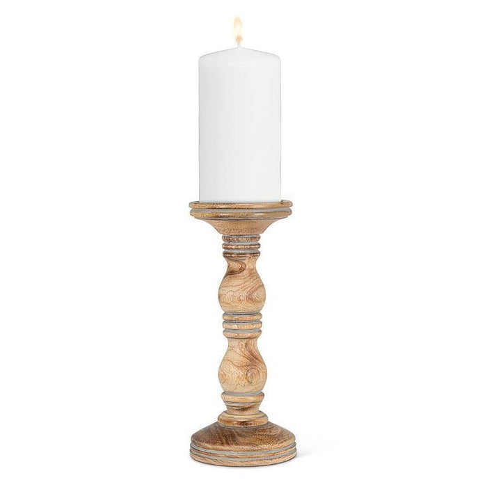 Turned Wood Pillar Candle Holder