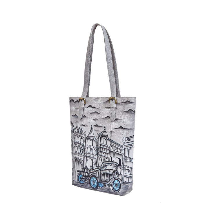 Women’s vintage car shoulder tote bag for work and daily use-half side view