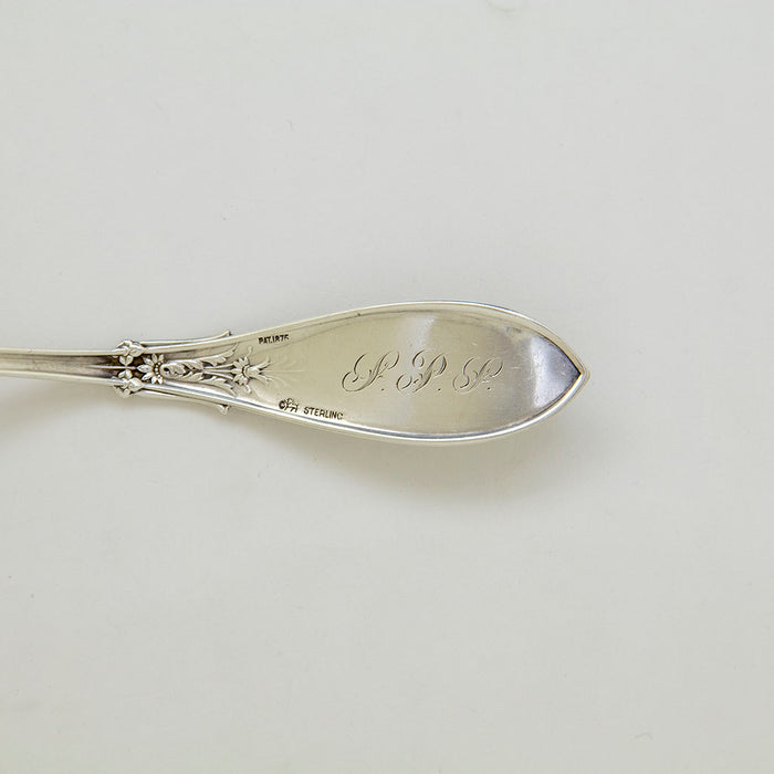 Back of Whiting 'Arabesque' Pattern Antique Sterling Silver Gravy Ladle , NYC, NY, c. 1875