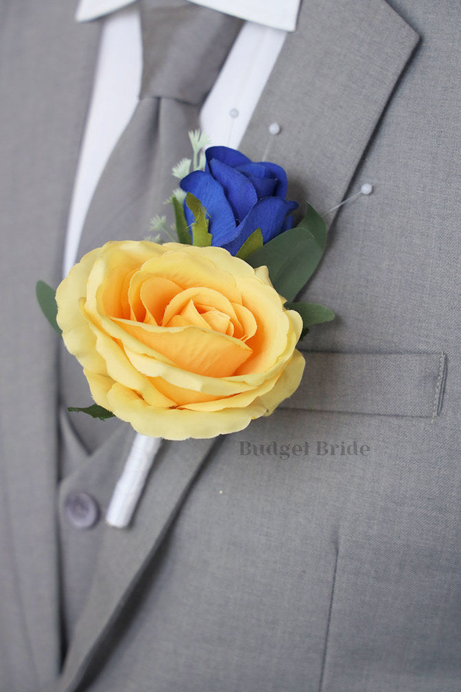 Yellow and Royal Blue Faux Wedding Bouquet- $39.50 |Fiddlestick