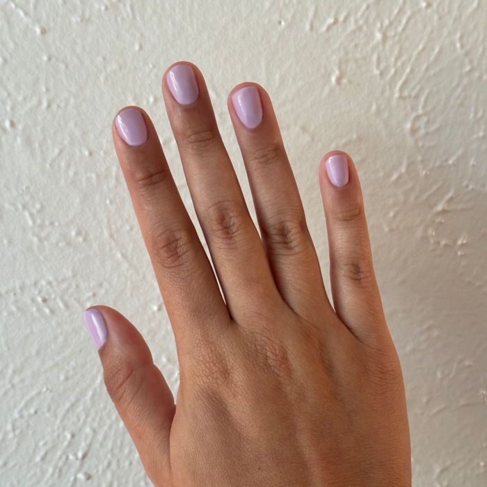 You're Invited - Gel shown on natural nails in soft lilac for a smooth, long-lasting manicure by Olive and June