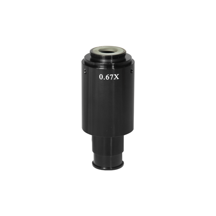 0.67X Adjustable Microscope Camera Coupler C-Mount Adapter 23.2mm, SKU MZ08016141, three quarter front view