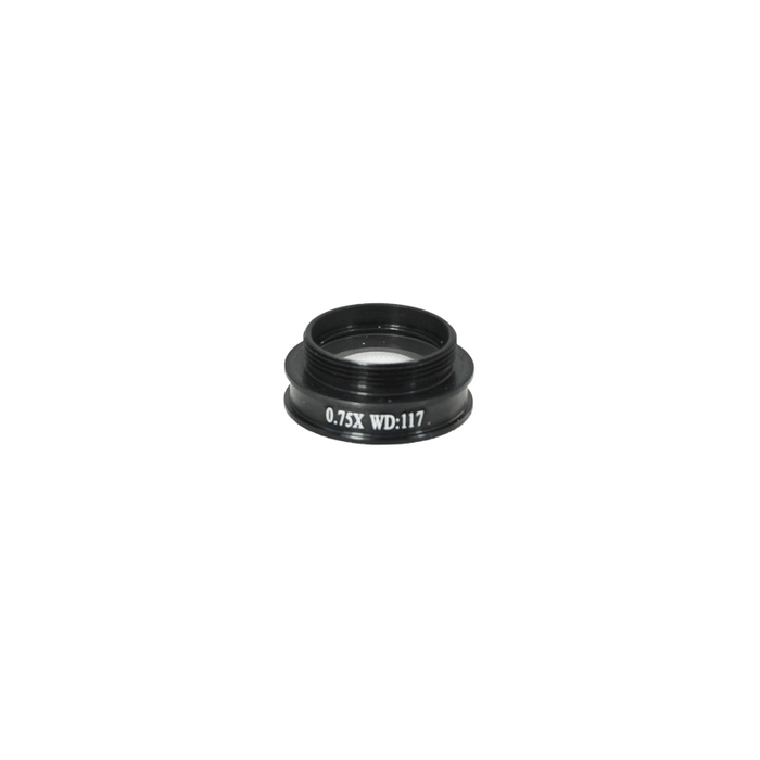 0.75X Achromatic Microscope Objective Lens for MZ0801 Video Zoom Microscope 20.3mm, 4/5in., SKU MZ08014311, three quarter front view