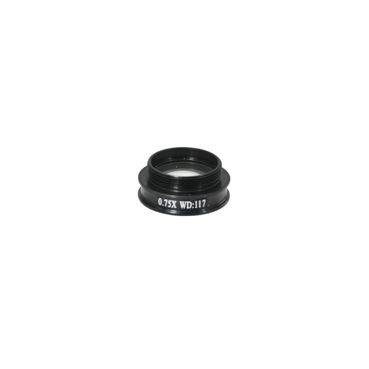 0.75X Achromatic Microscope Objective Lens for MZ0801 Video Zoom Microscope 20.3mm, 4/5in., SKU MZ08014311, three quarter front view