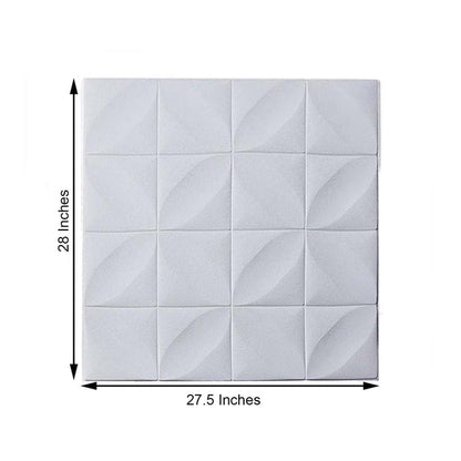 3D white wall panel design, 27.5 x 28 inches, textured surface