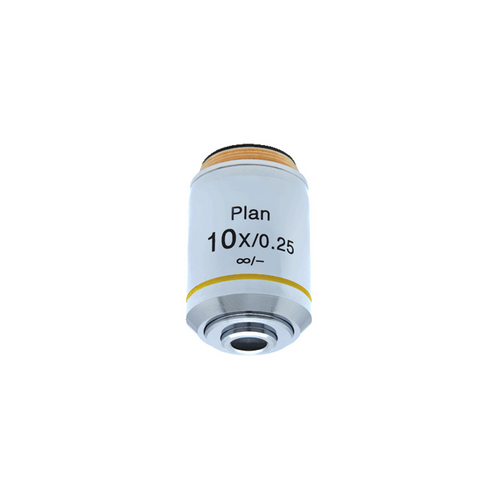 10X Infinity-Corrected Plan Achromatic Metallurgical Microscope Objective Lens, SKU MT13033331, three quarter front view