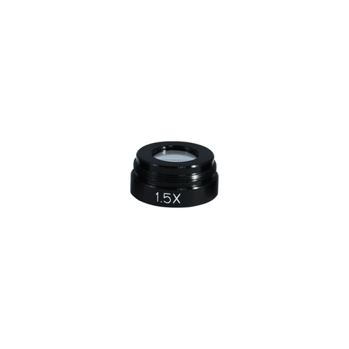 1.5X Auxiliary Objective Barlow Lens for MZ0701 Video Zoom Microscope (25mm), SKU MZ07014511, three quarter front view