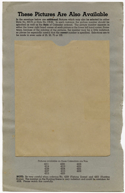 1942 Sample Advertising Calendar, Mother and Child, Business Promotion