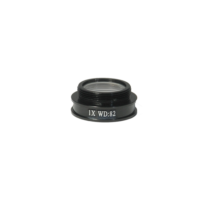 1X Achromatic Microscope Objective Lens for MZ0801 Video Zoom Microscope 20.3mm, 4/5in., SKU MZ08014411, three quarter front view